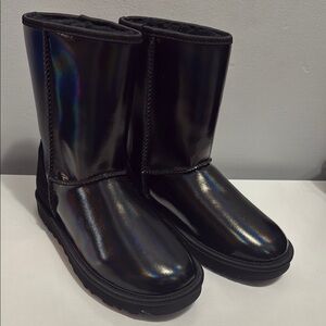 UGG Black Ankle Boots with Shiny Finish